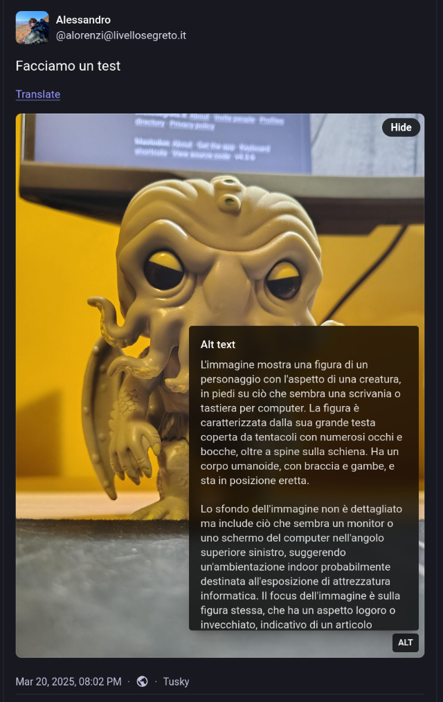 Una foto del risultato